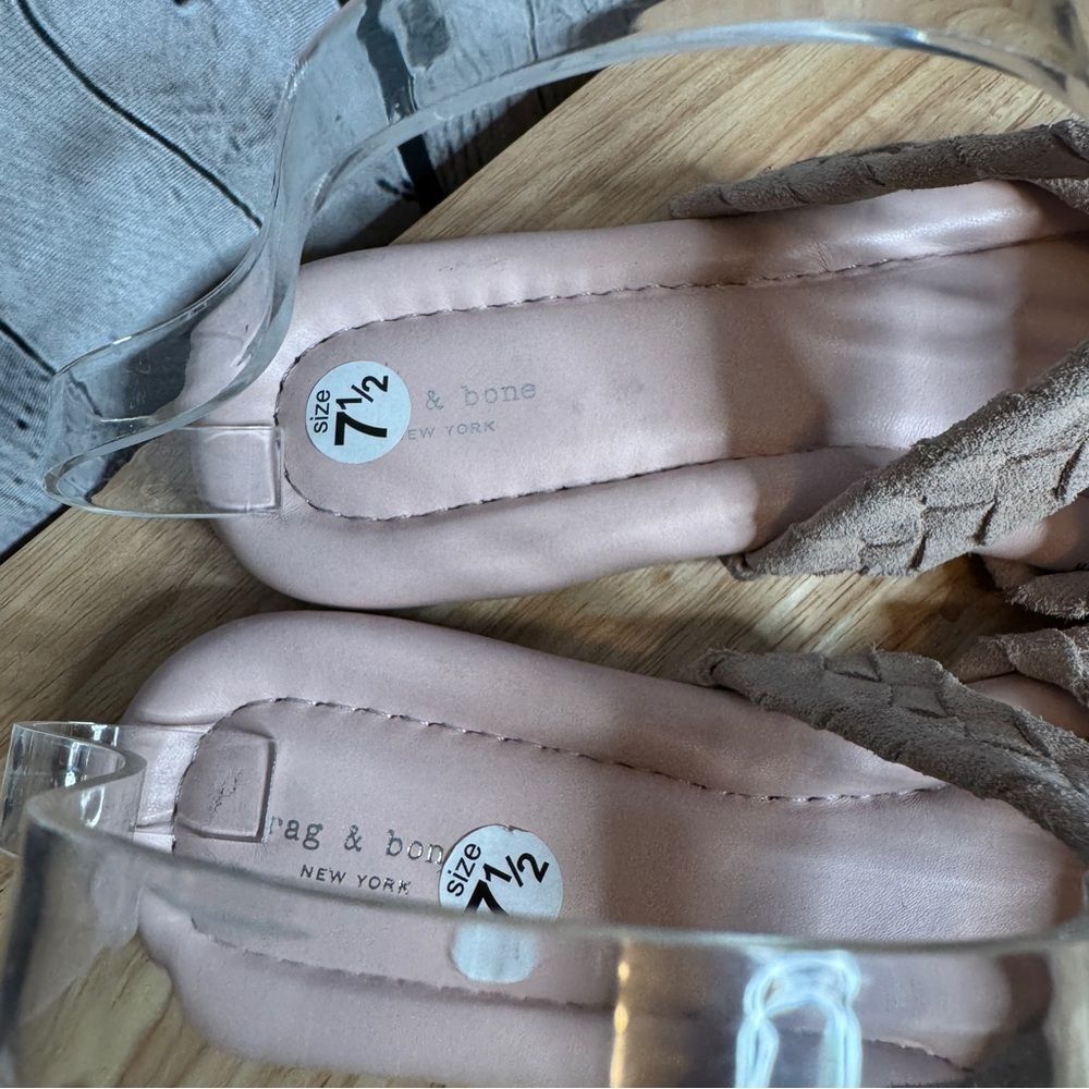 Rag & Bone Blush Pink Braided Leather Slip On Sandals Size 38 NEW Chic Luxury - Picture 4 of 8